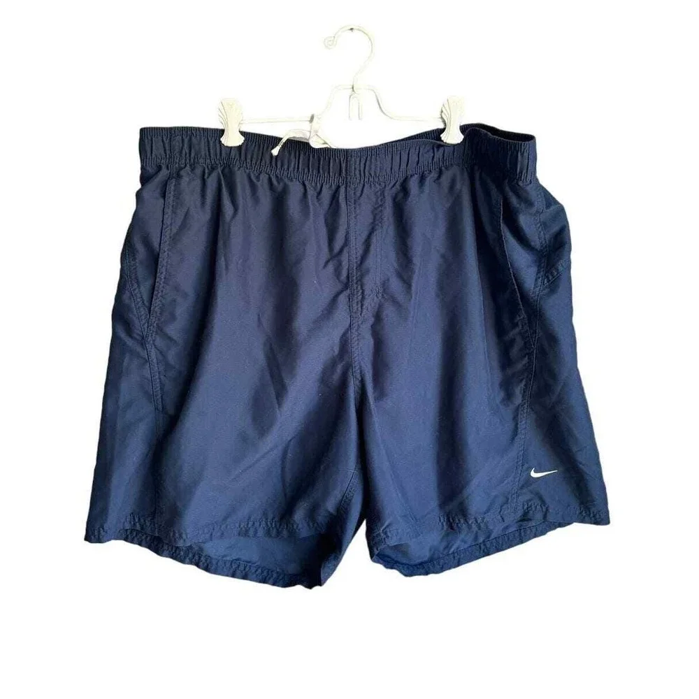 Nike Mens Swim Shorts Lined Elastic Waist Pull-On Athletic Fit Navy Blue Size XL